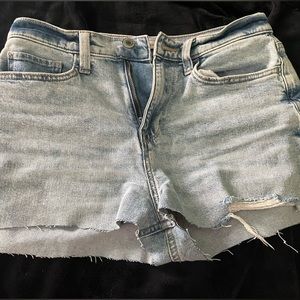 Rough edge white washed jean shorts